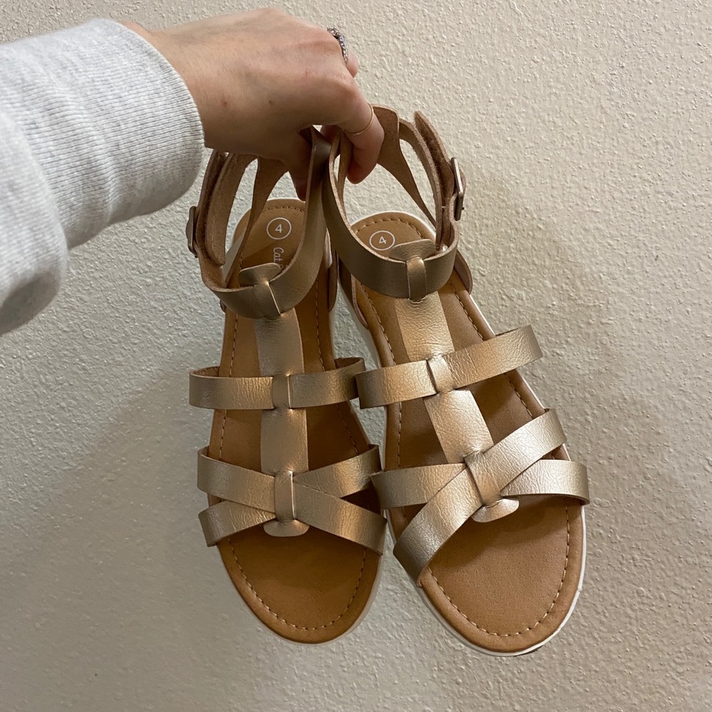 Rose-gold Gladiator Cat and Jack sandals//size 4 (woman’s 5.5-6)